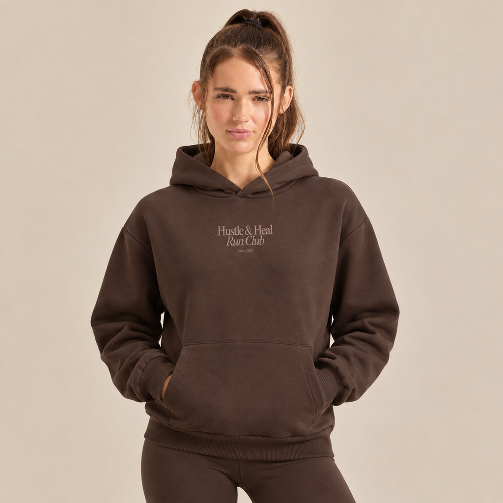 Brown Hustle & Heal Run Club Hoodie