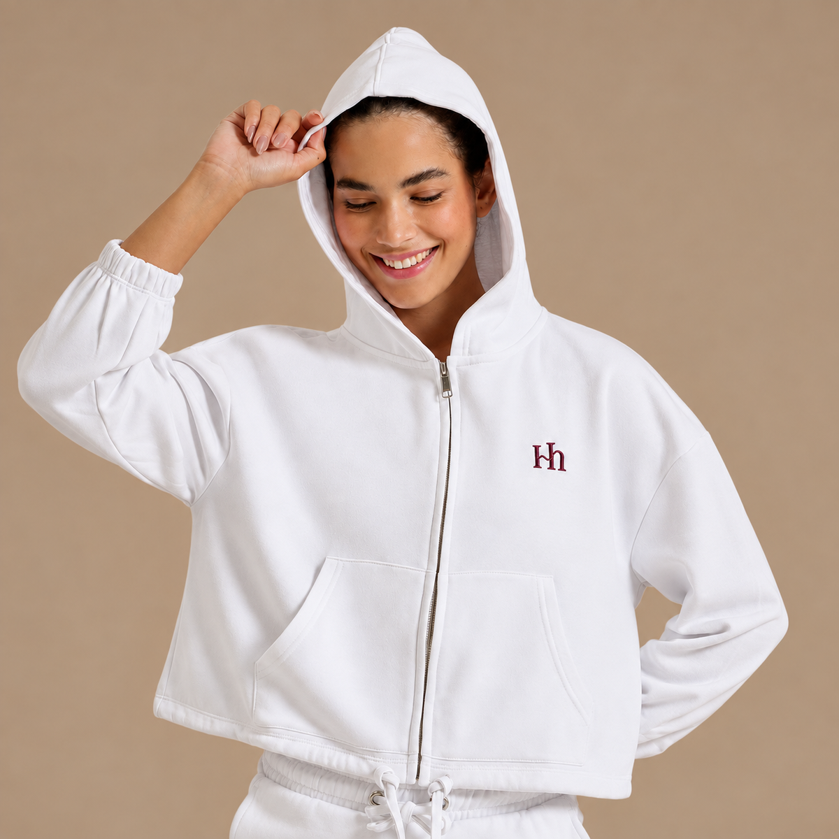 Oversized Cropped Zipped Hoodie